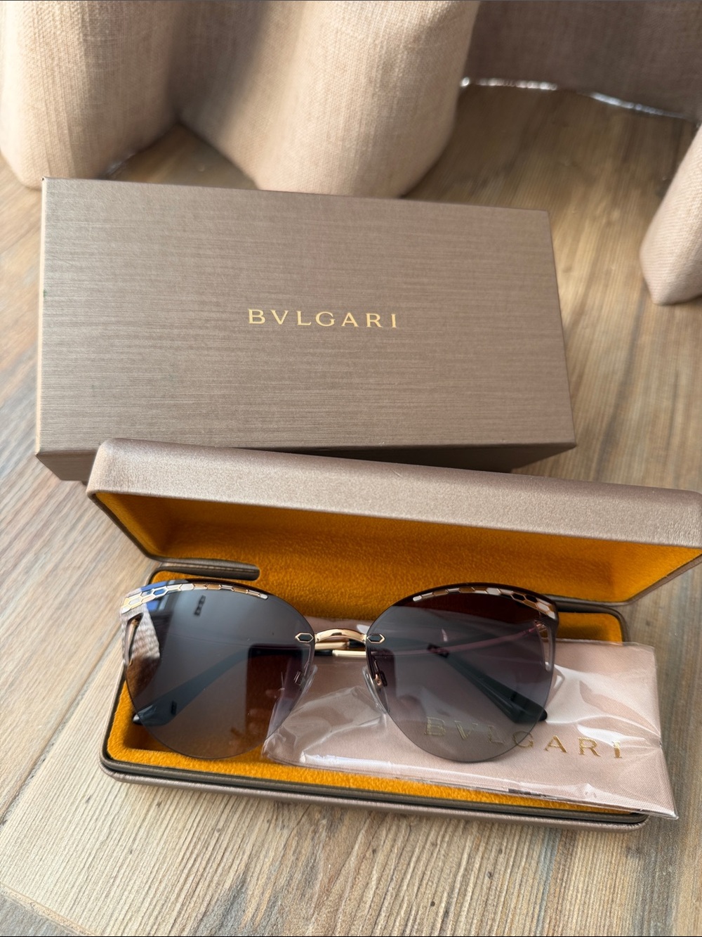Bvlgari Bvlgari Gold/Grey Gradient 6110 Cat-eye Sunglasses